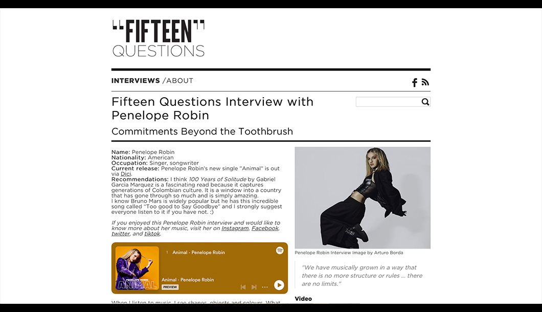Fifteen Questions Interview with Penelope Robin
